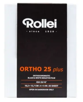 [RF145] Rollei ORTHO 25 Plus 25iso 4x5' (10,2x12,7cm) 25Feuilles